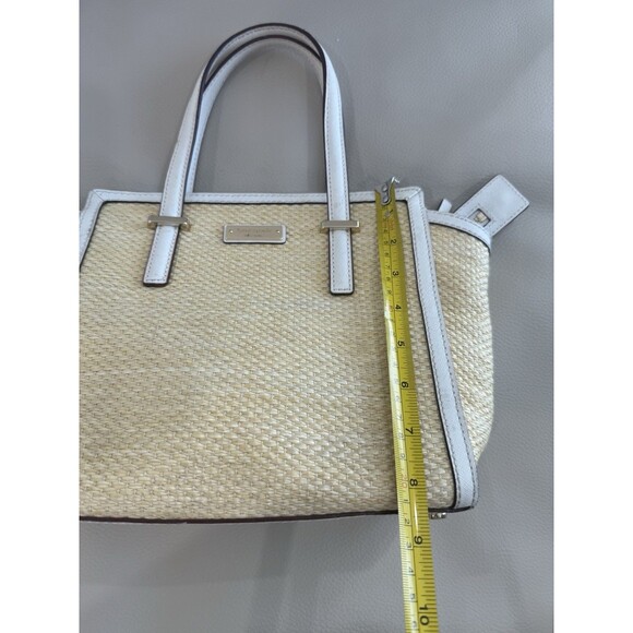 Kate Spade Cedar Street Straw Medium Tote Bag White Straps h - Picture 6 of 14